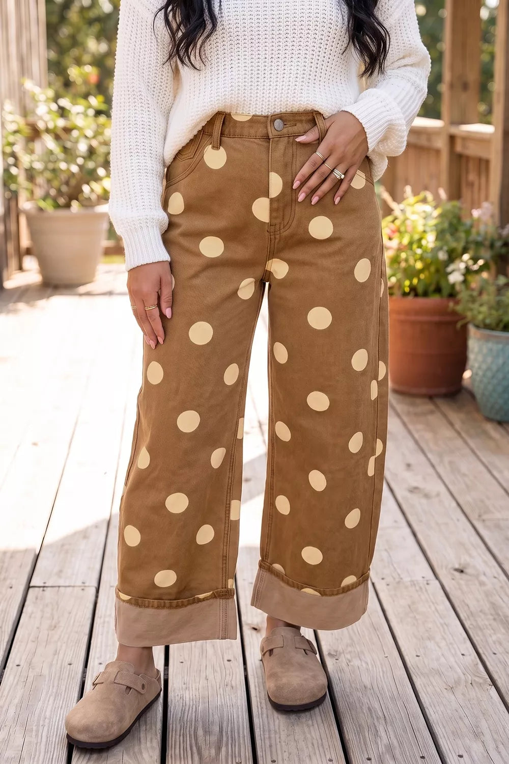 Trendsi Polka Dot Wide Leg Jeans -