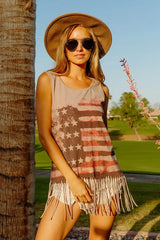 Trendsi BiBi American Flag Print Knit Sleeveless Top -