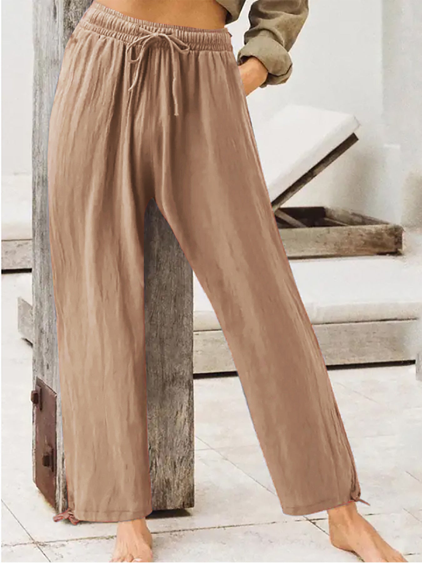 Trendsi Full Size Casual Drawstring Wide-Leg Pants Plus Size -
