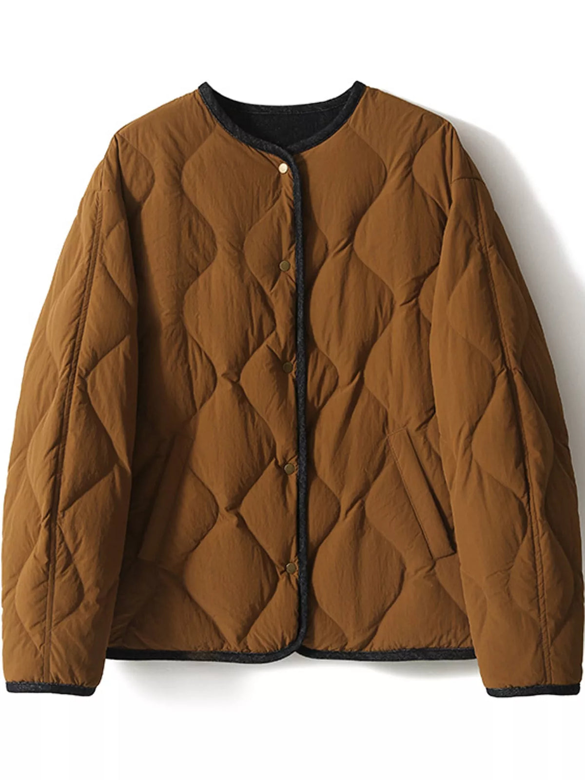 Reversible Diamond-Quilted Cropped Down Jacket, front view