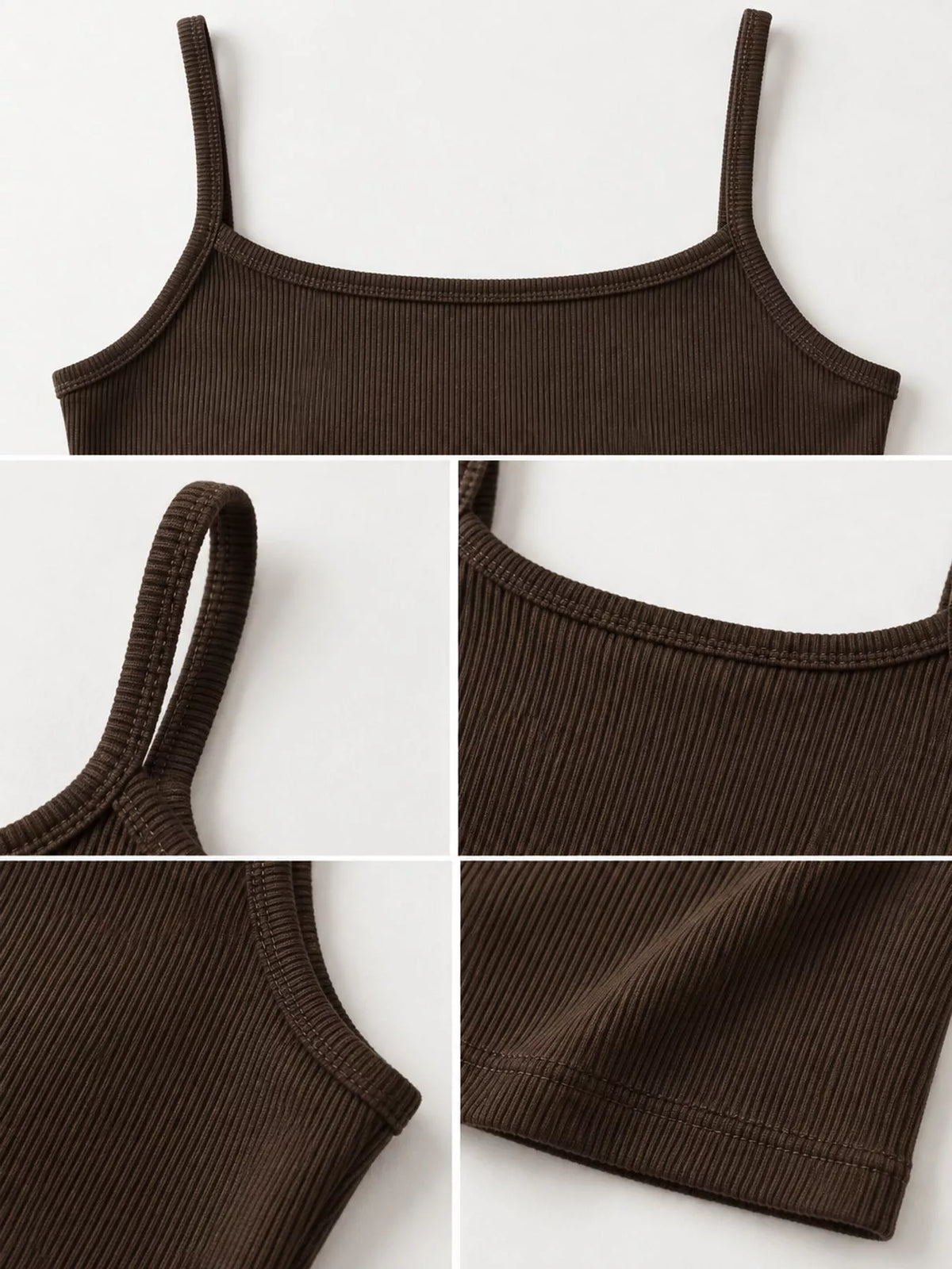 Slim-Fit Ribbed Square Neck Cami Top — garment construction details