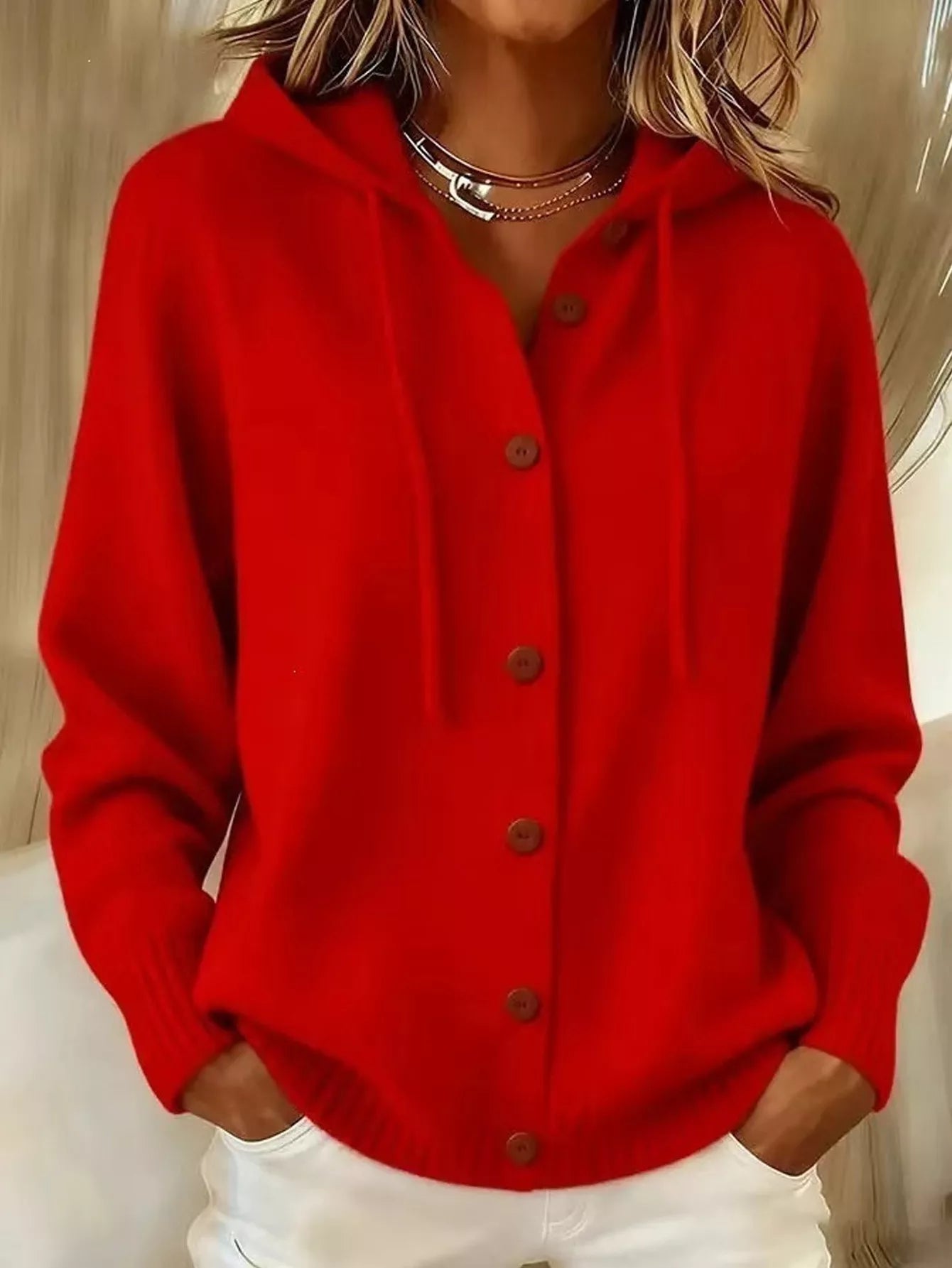 Trendsi Hooded Button-Up Cardigan -