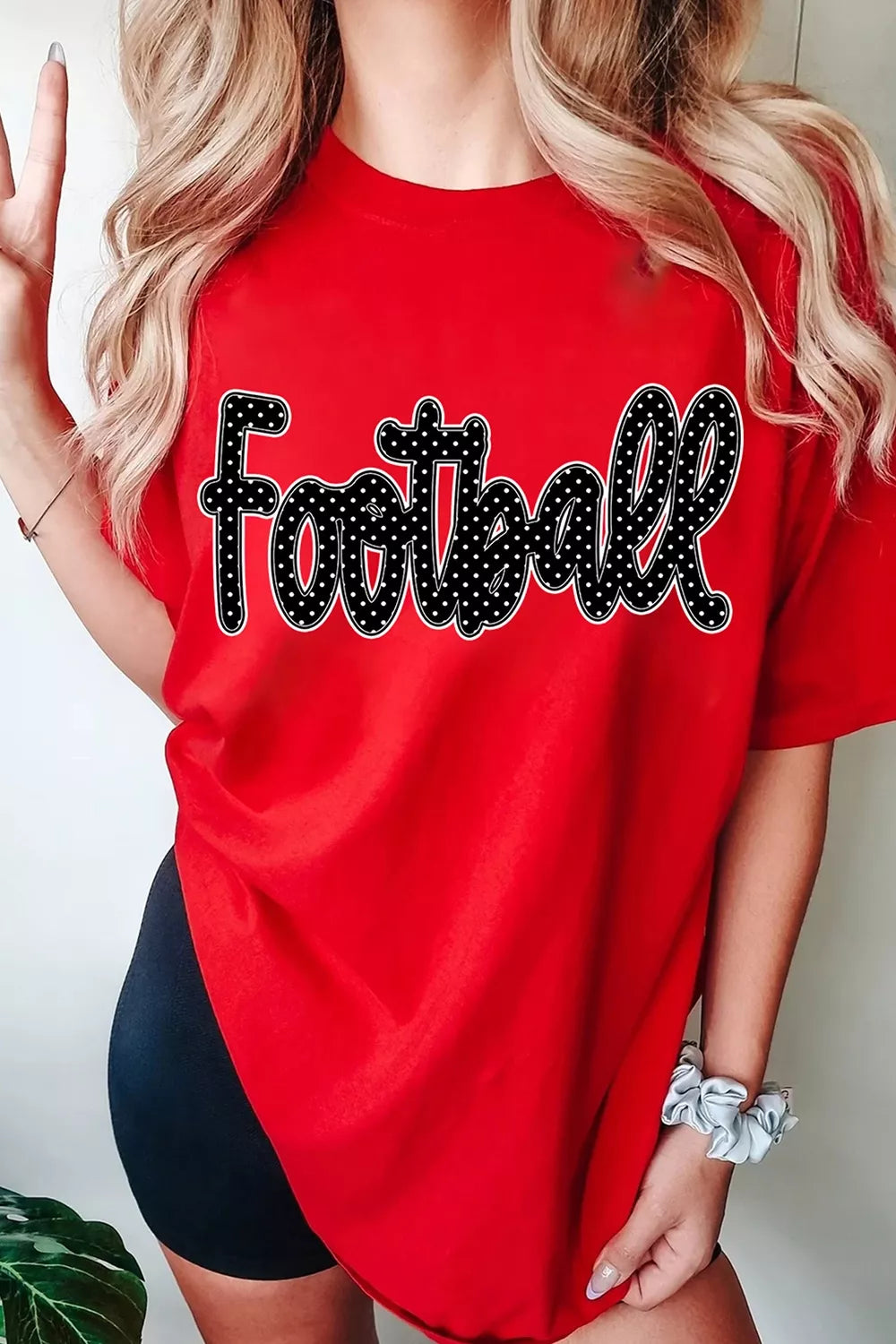 Football polka-dot letter graphic Game Day T-shirt
