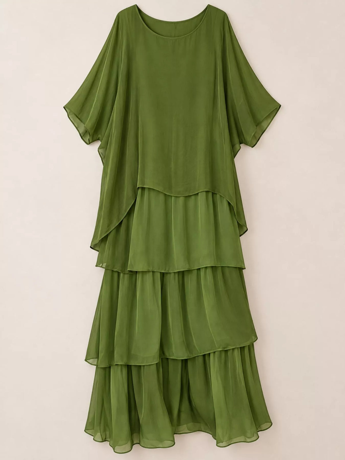 Layered maxi dress, olive hanging front