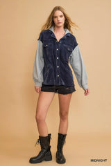 Trendsi Umgee Contrast Hooded Chenille Jacket -