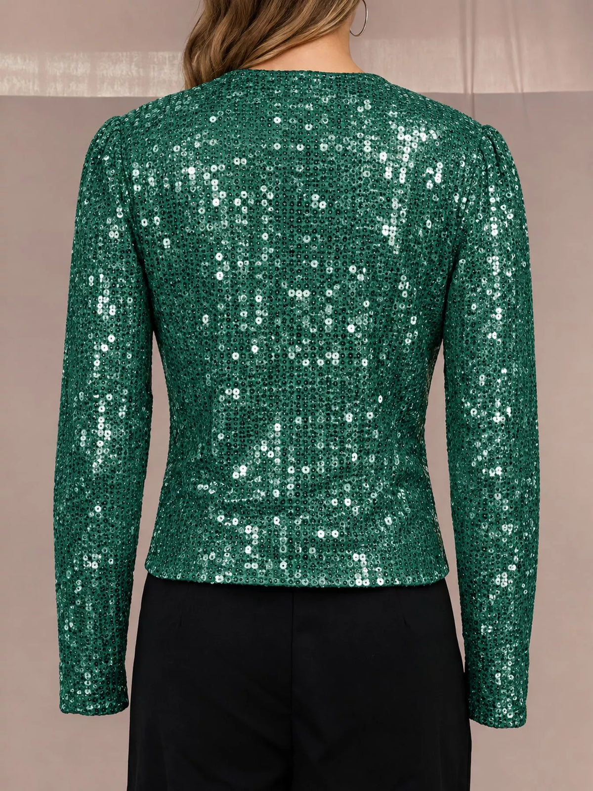 Sequin Long Sleeve Jacket — back view