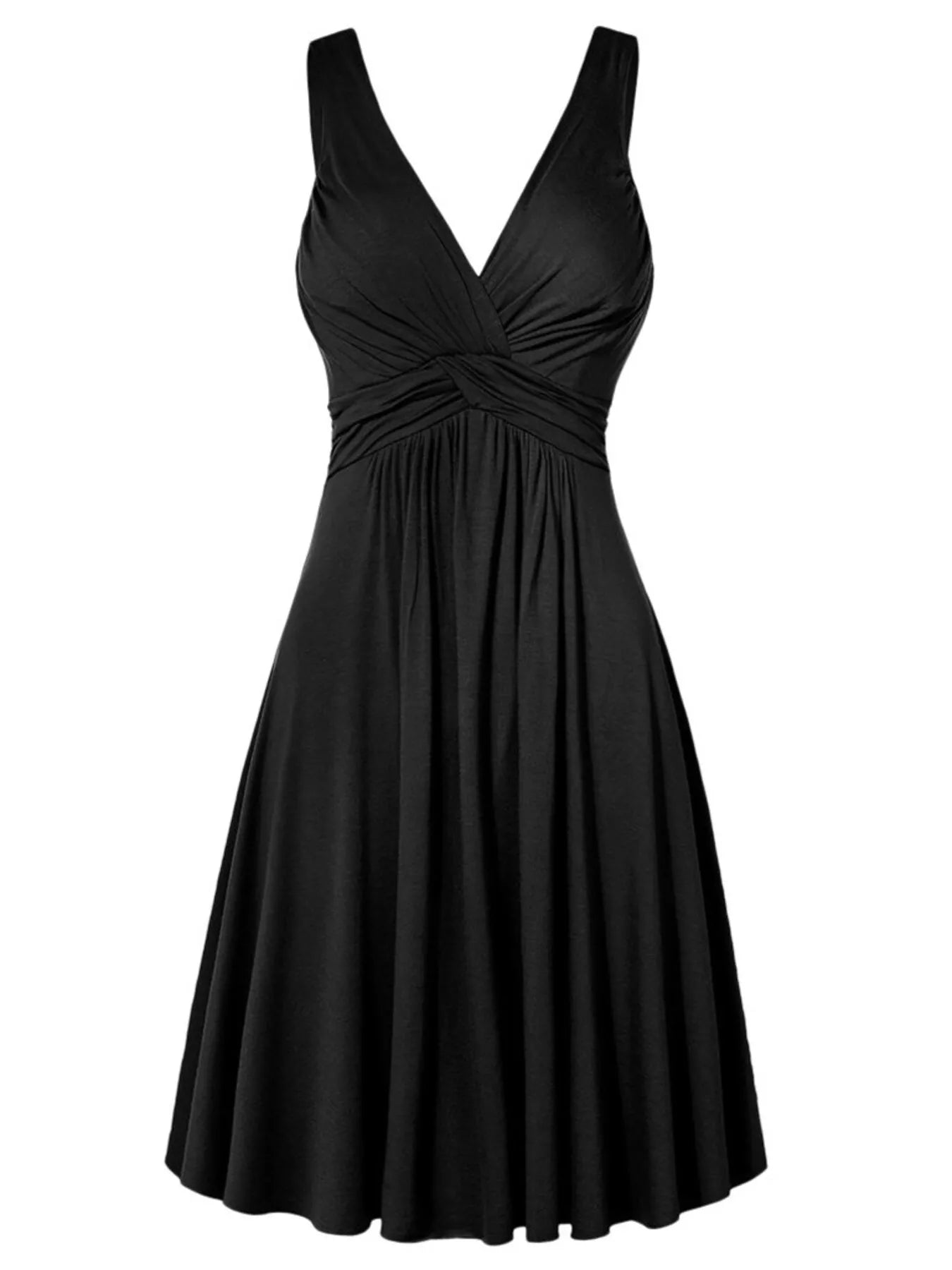 Trendsi Full Size Twisted Sleeveless Ruched Waist A-Line Dress Plus Size -