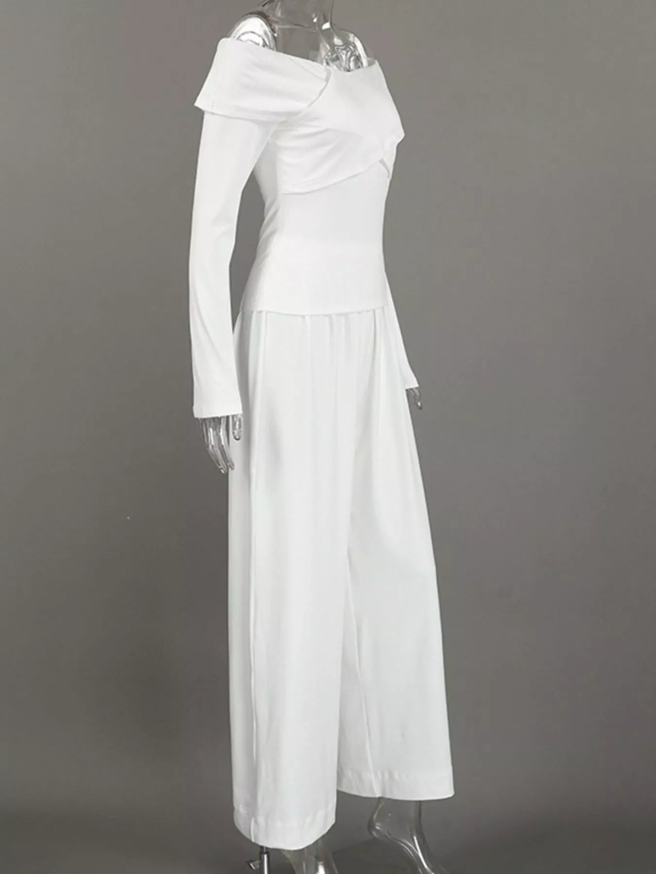 Trendsi Off-Shoulder Long Sleeve Top and Wide-Leg Pants Set -