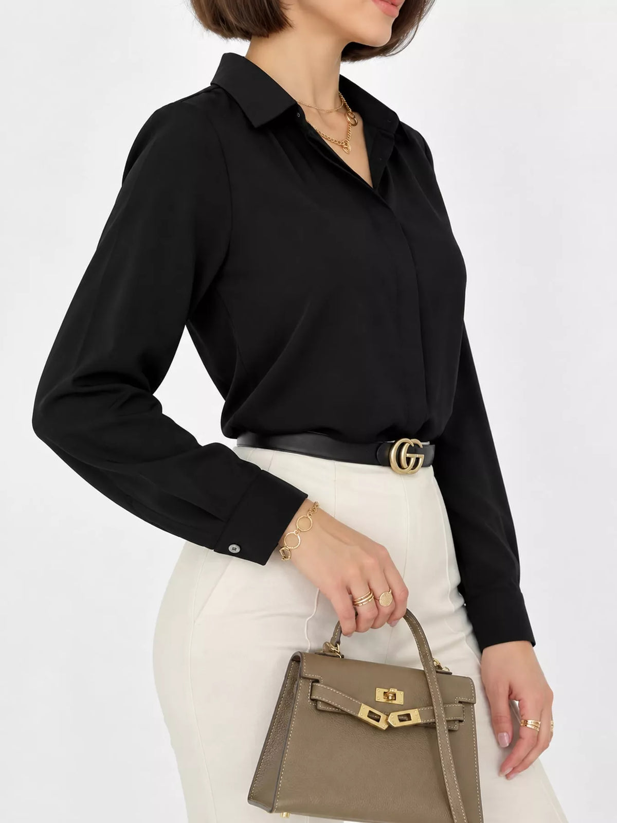 Button-up shirt, black side
