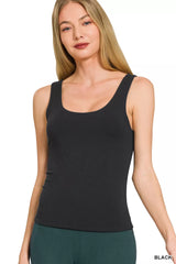 Trendsi Zenana Double Layered Double Scoop Tank Top -