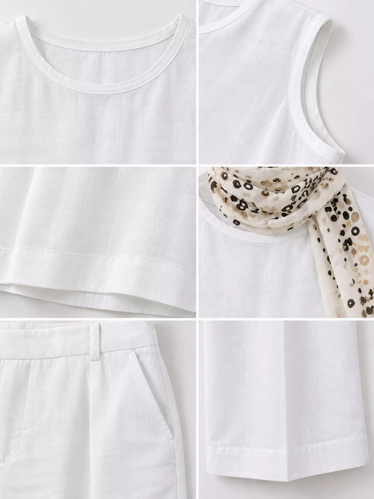 Sleeveless Top and Wide-Leg Pants Set — construction details