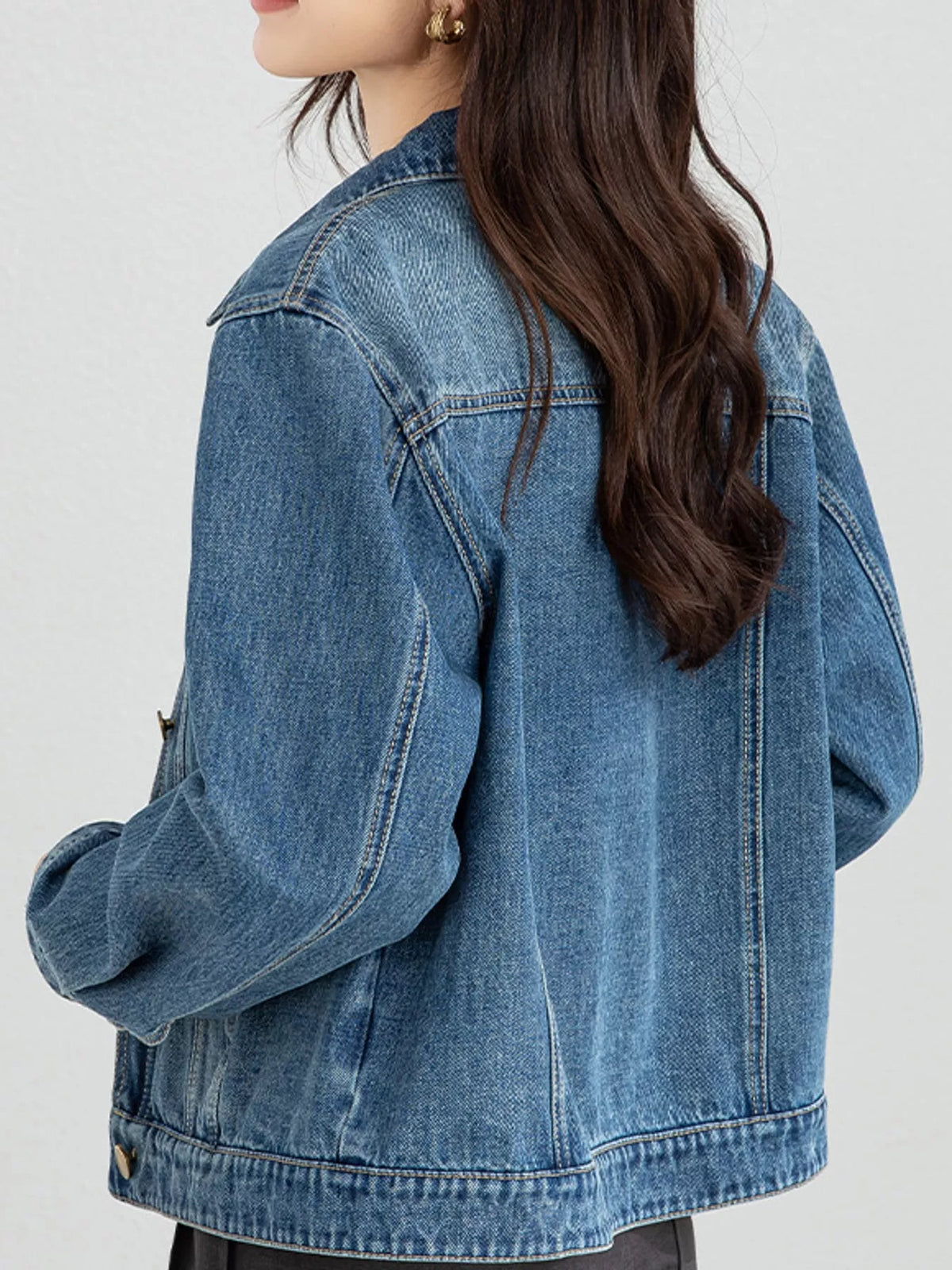 Vintage Wash Relaxed Fit Denim Jacket — back view