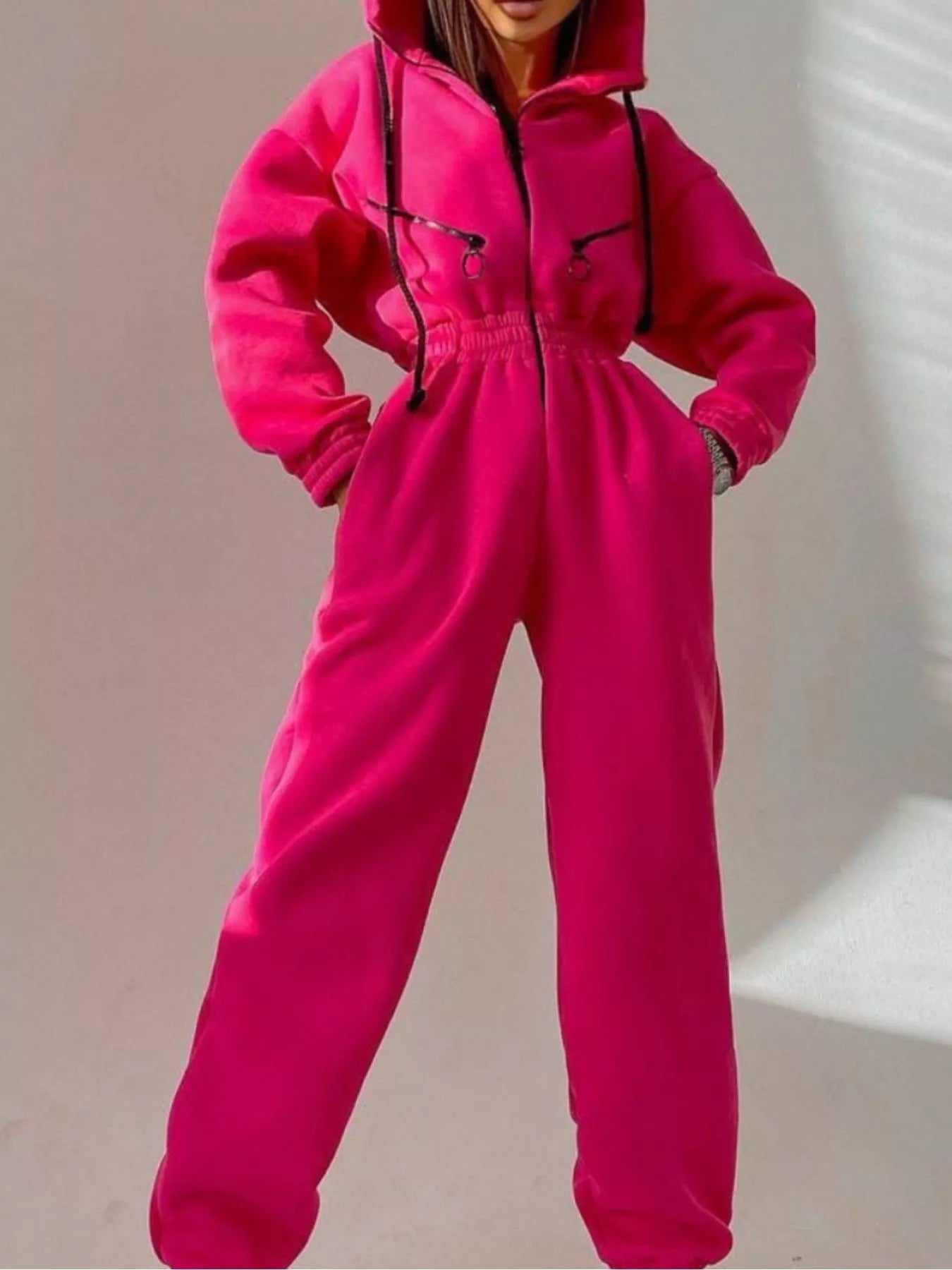 Trendsi Zip Front Dropped Shoulder Jumpsuit -