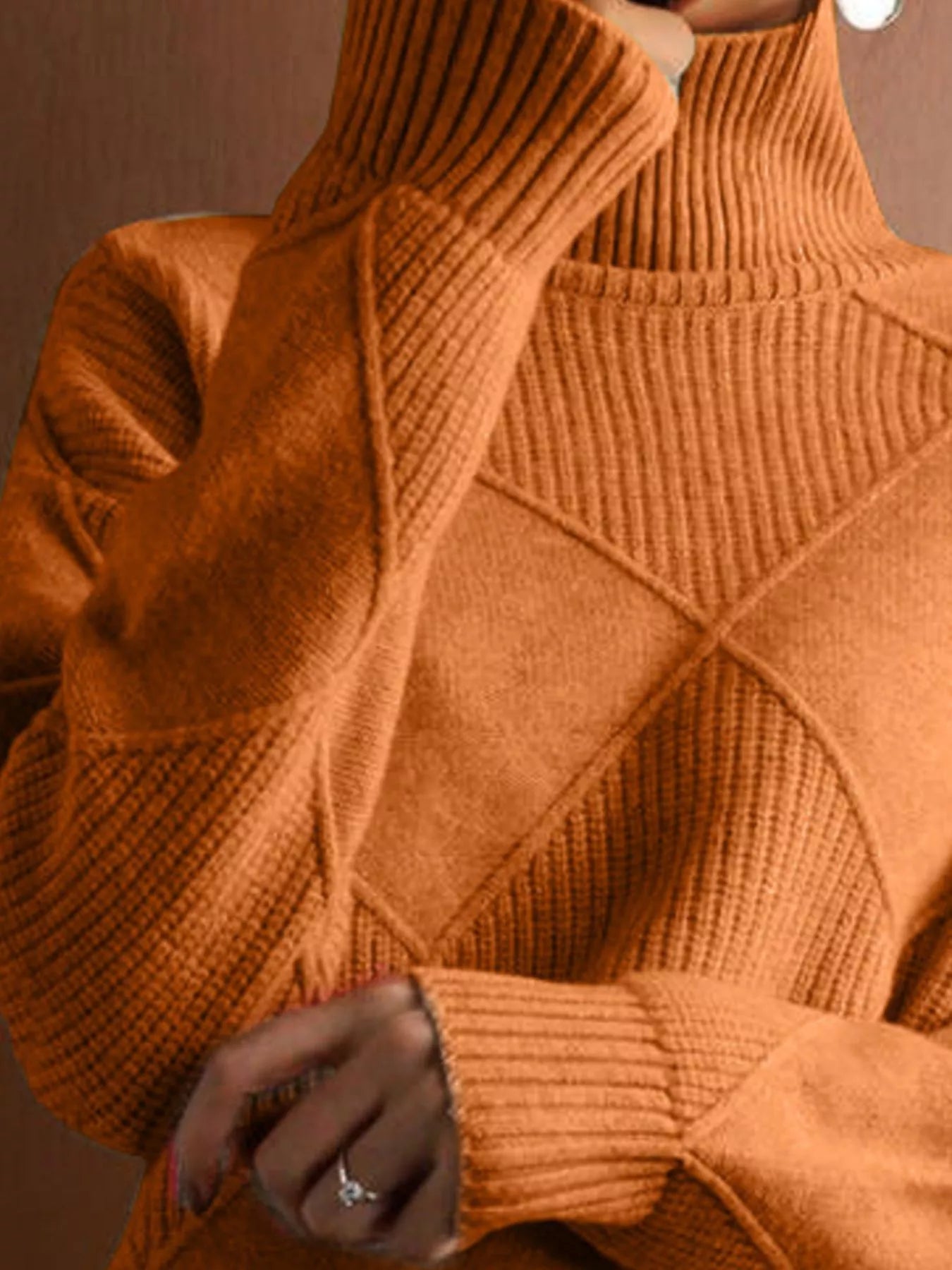 Trendsi Argyle Pattern Turtleneck Sweater -