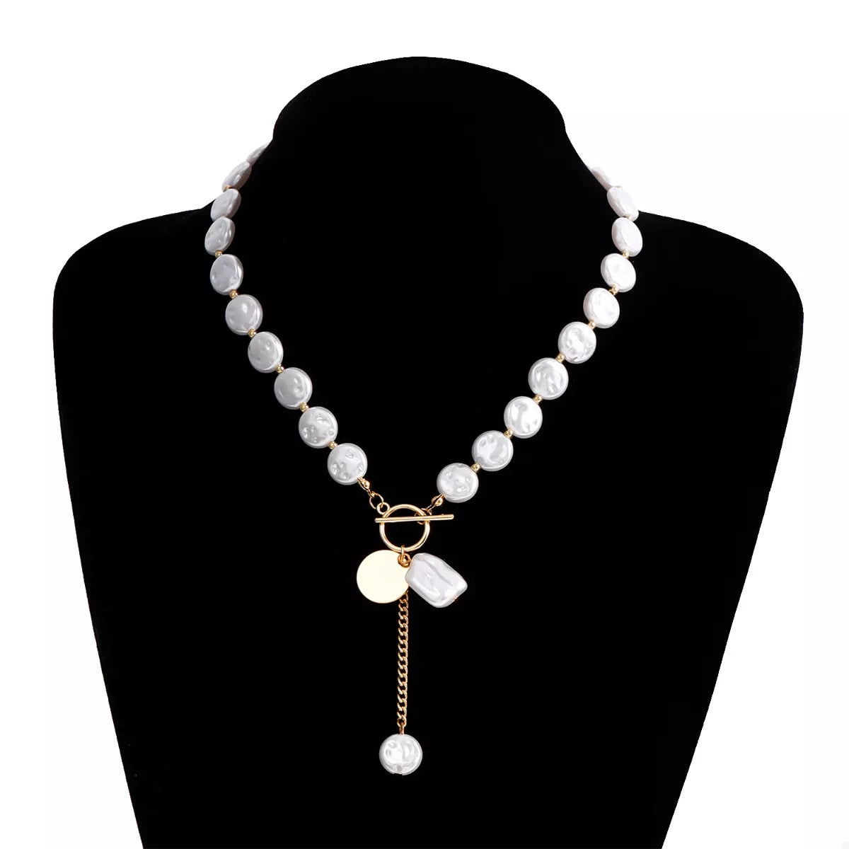 Trendsi 18K Gold-Plated Pearl Drop Necklace -