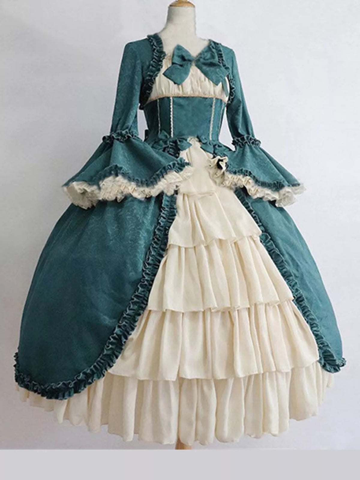 Vintage Lolita Ruffled Layered Dress in green