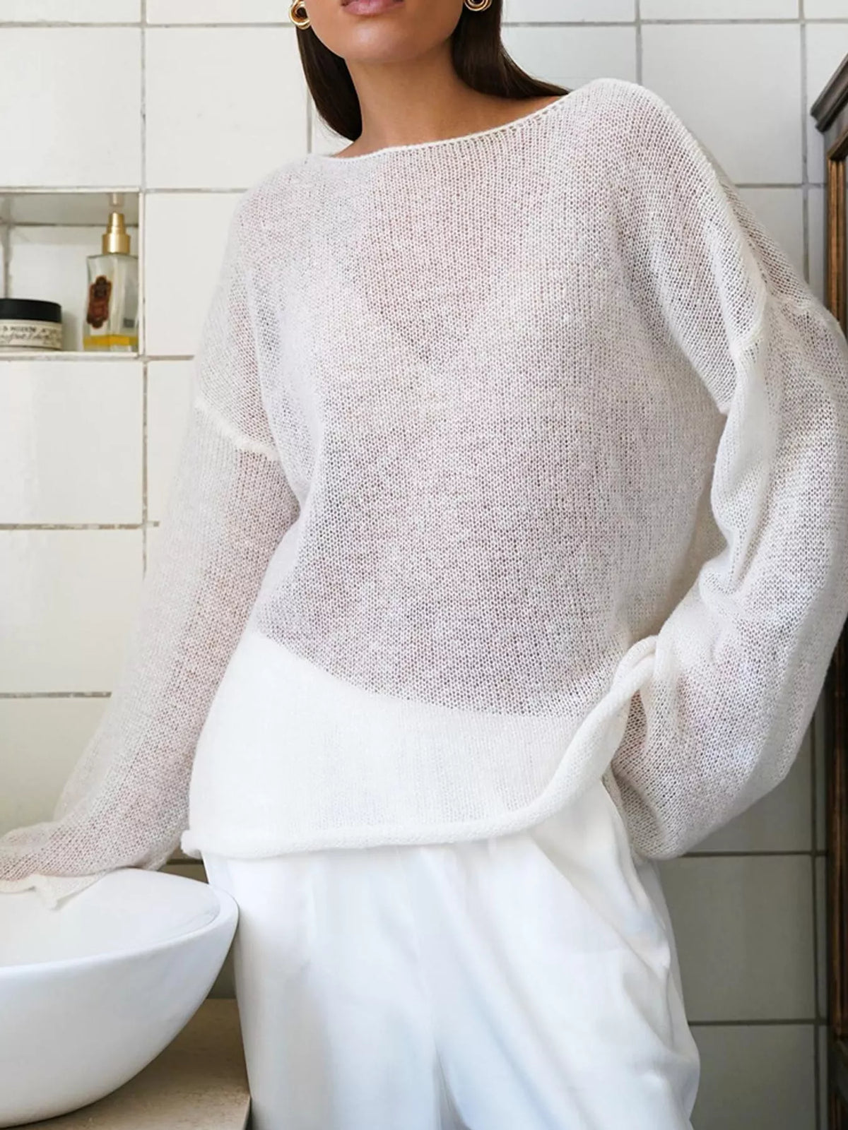 Knit cover-up, white front