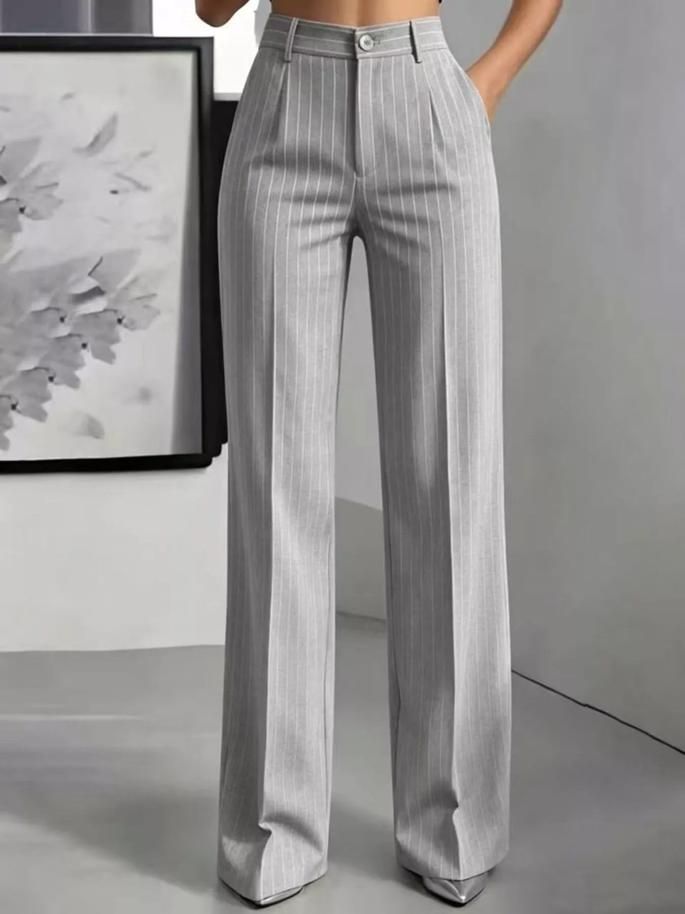 Trendsi High-Waisted Striped Wide-Leg Pants -