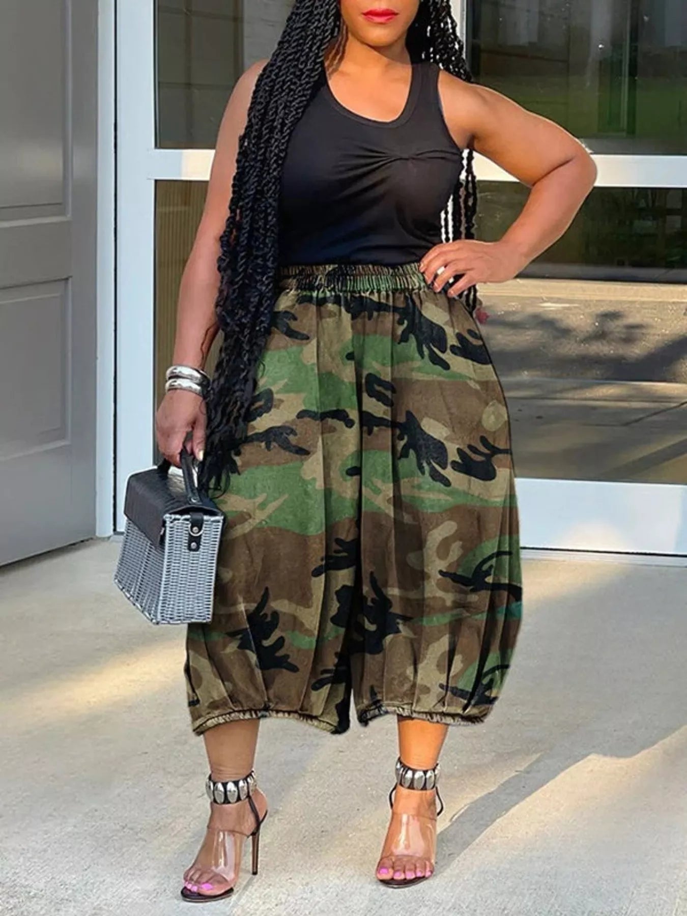 Trendsi Elastic Waist Wide Leg Pants -