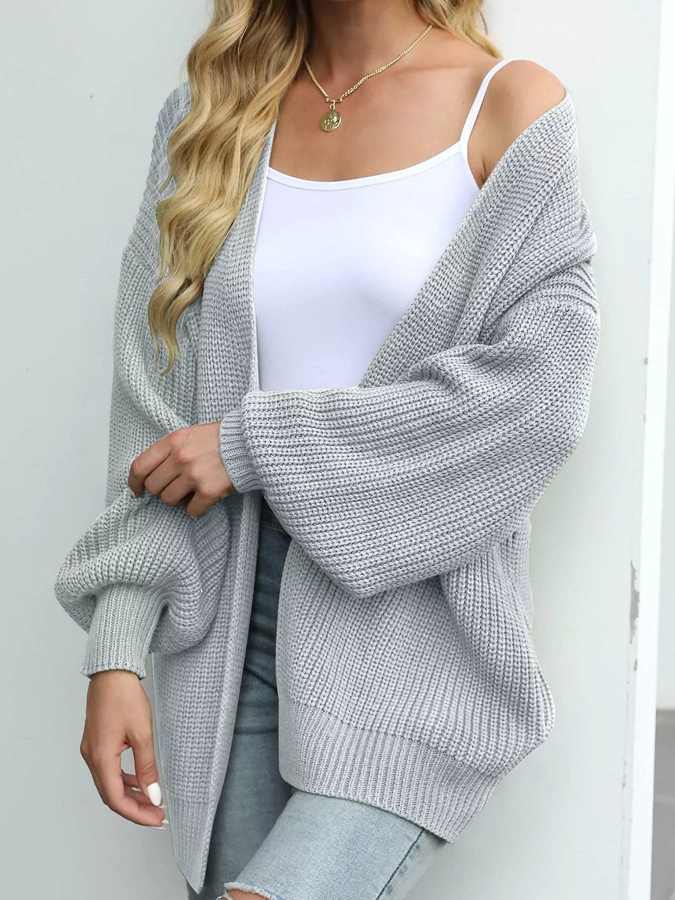 Trendsi Chunky Knit Open Front Cardigan -