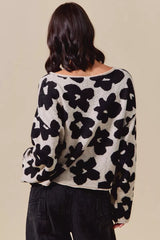 Trendsi SO ME Loose Fit Flower Lightweight Sweater Top -