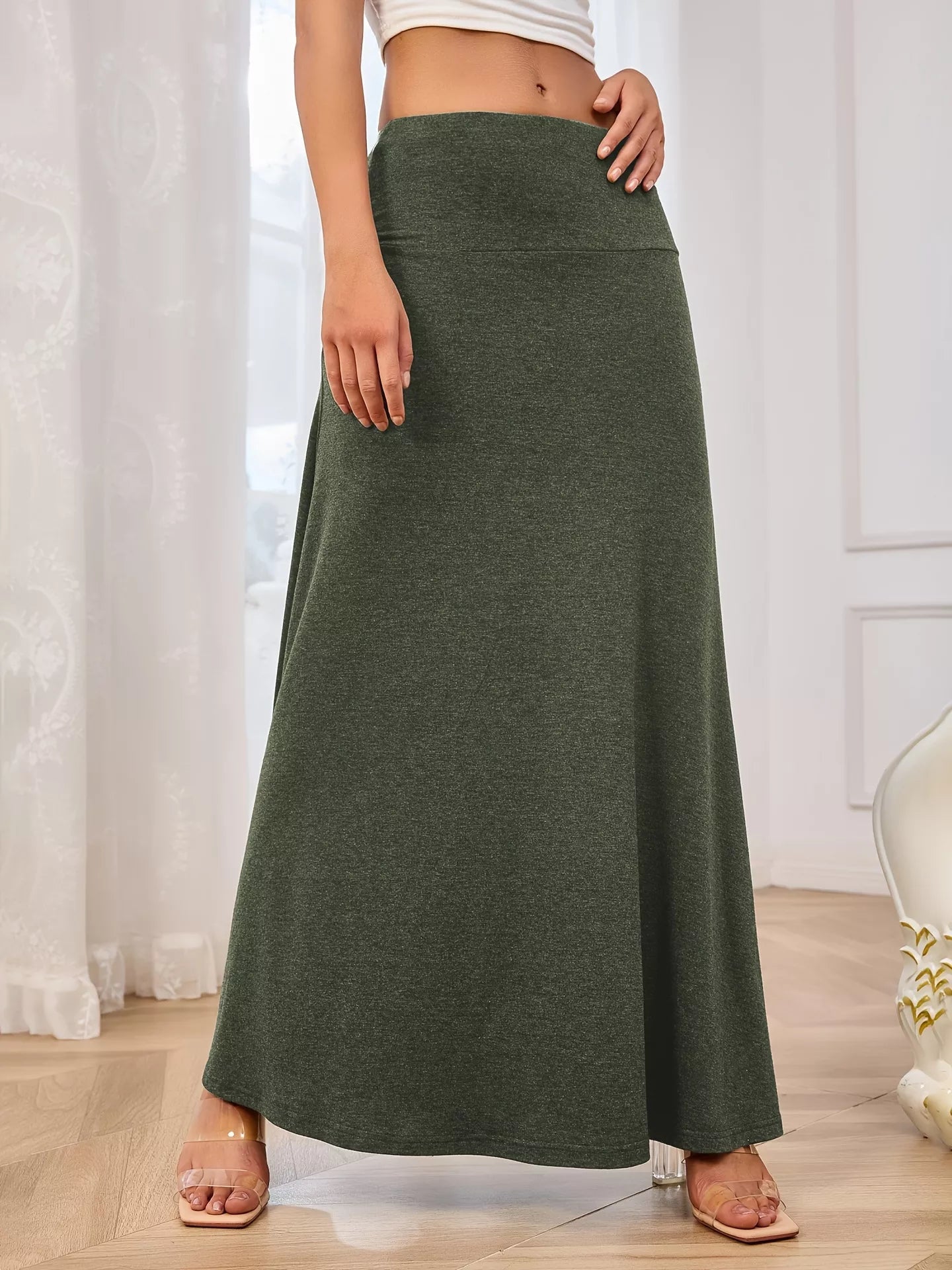 Trendsi Flowy Maxi Skirt with Wide Waistband -