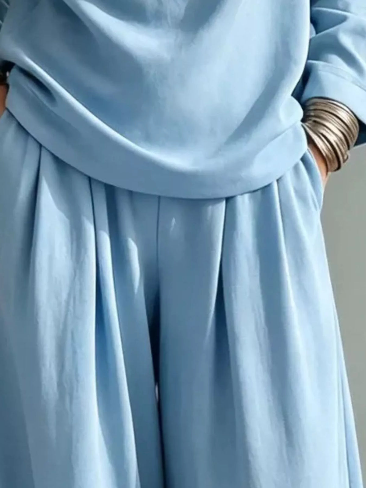 Top and Wide-Leg Pants Set — construction details