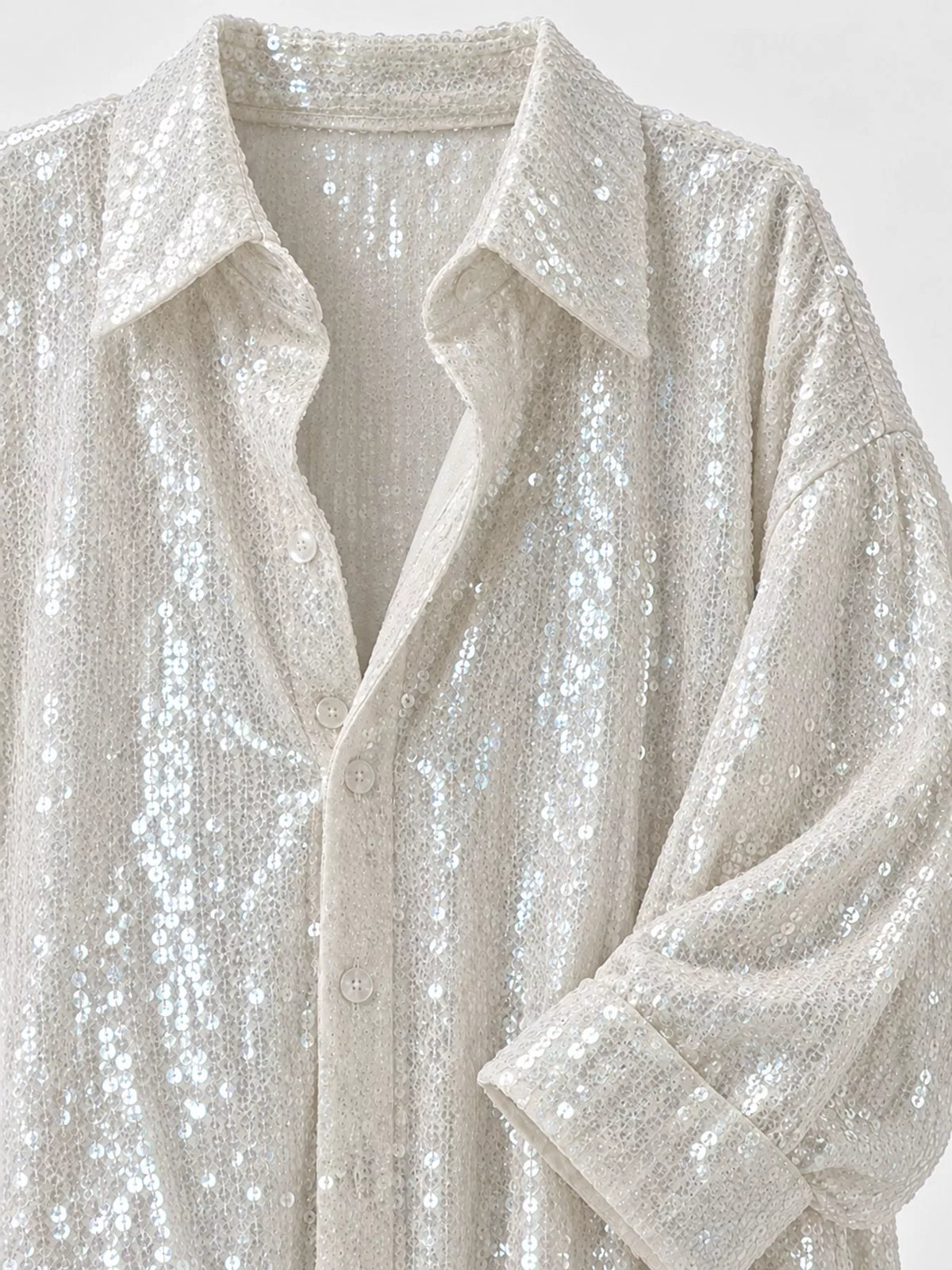 Apricot Gold sequin button up long sleeve shirt