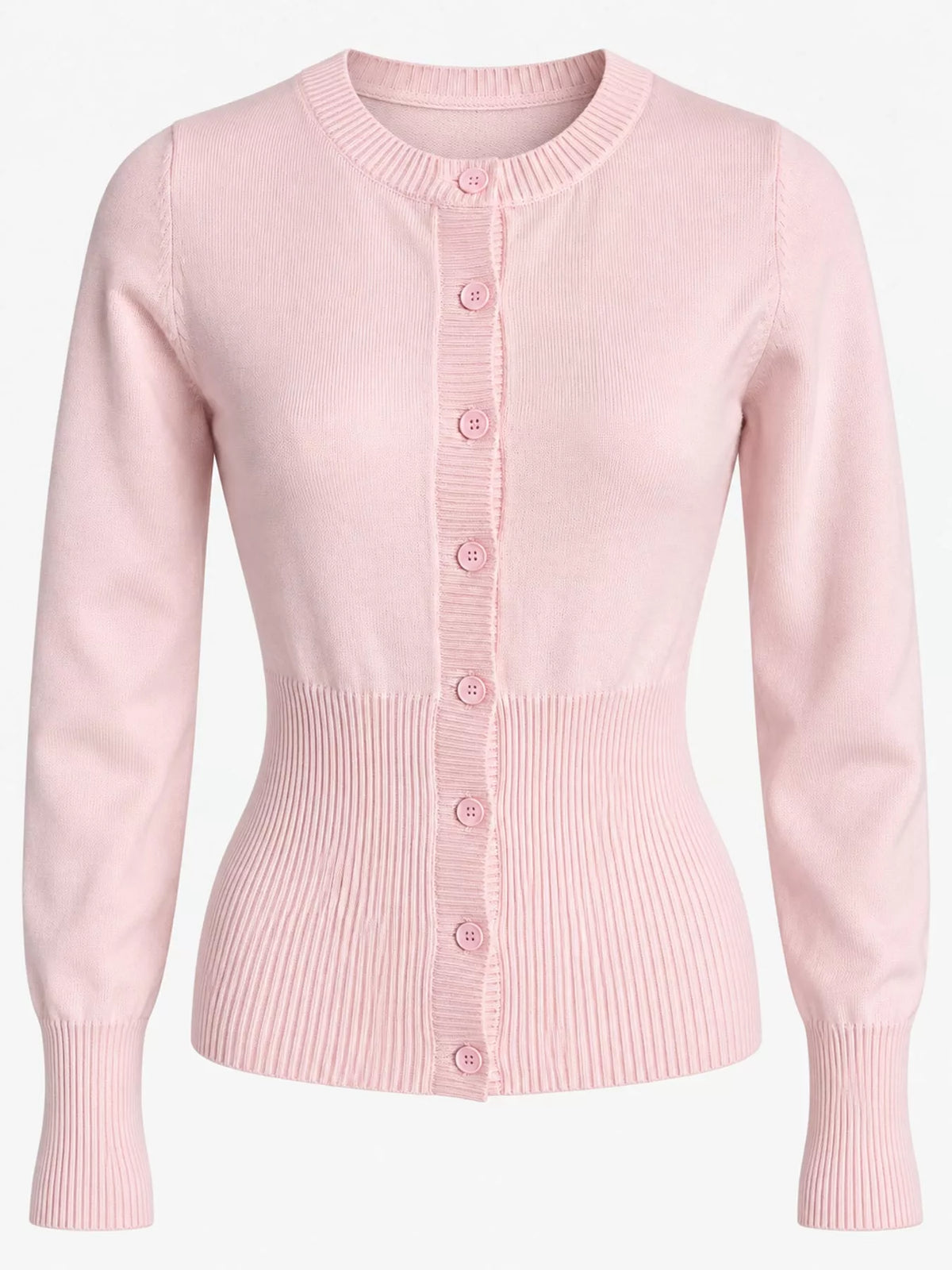 Slim-fit Ribbed Knit Button-Down Cardigan, front view
