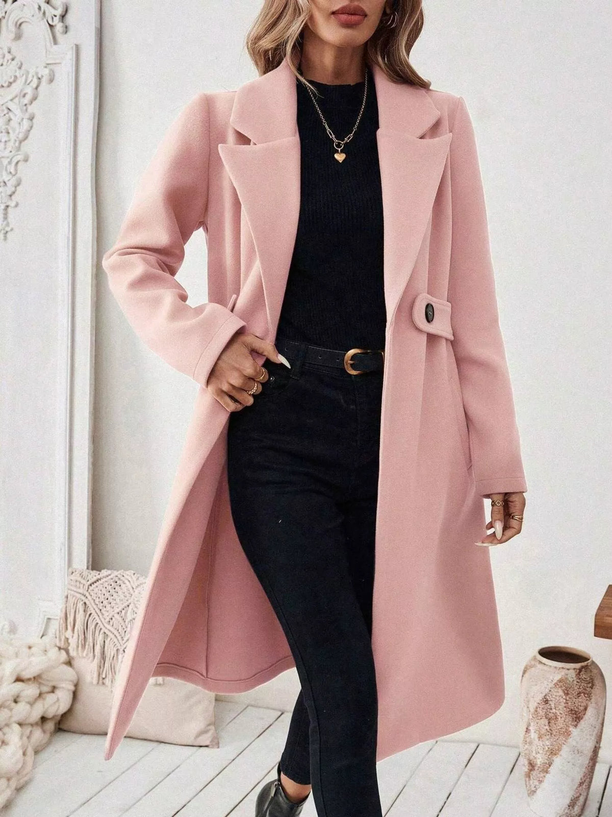 Trendsi Single-Button Longline Coat -