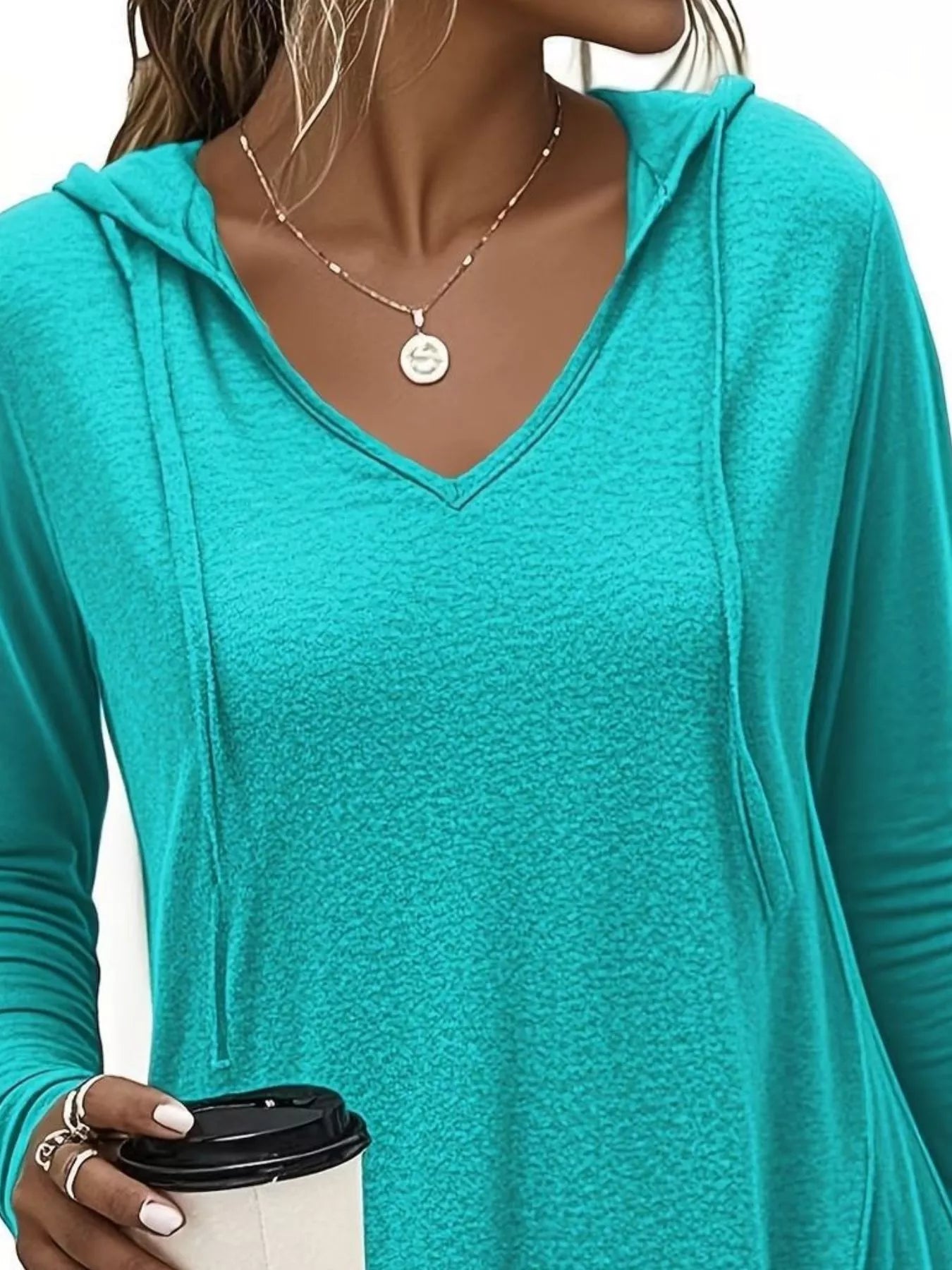 Trendsi Full Size Drawstring Long Sleeve Hooded Top Plus Size -