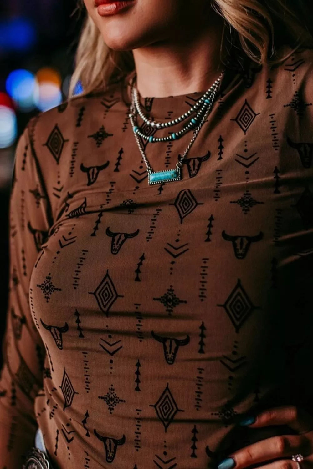 Trendsi Western-Inspired Long Sleeve T-Shirt -