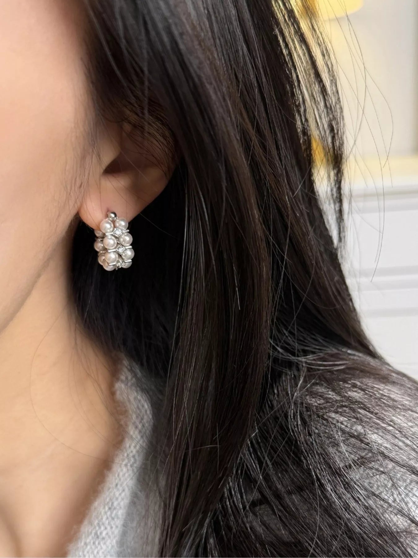 Trendsi Pearl Hoop Earrings -