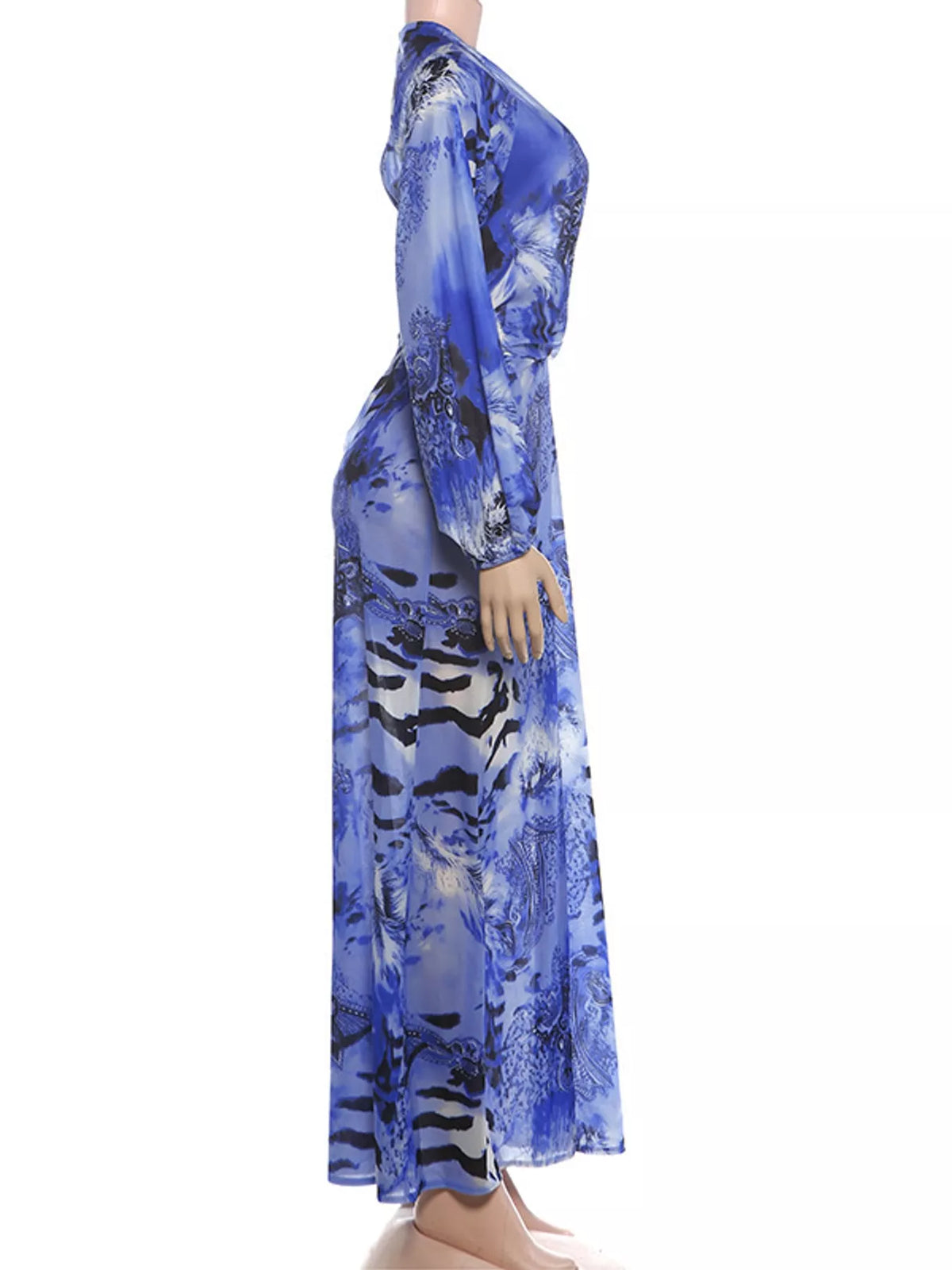 Printed maxi dress, blue mannequin side