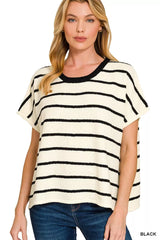 Trendsi Zenana Striped Oversize Sweater Top -
