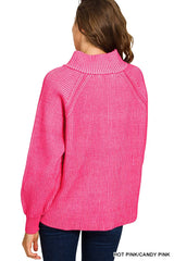 Trendsi Zenana Ribbed Two Tone Half Zip Sweater -