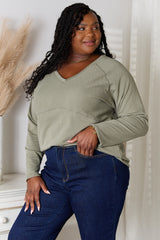 Trendsi Culture Code Full Size V-Neck Long Sleeve T-Shirt - Pants
