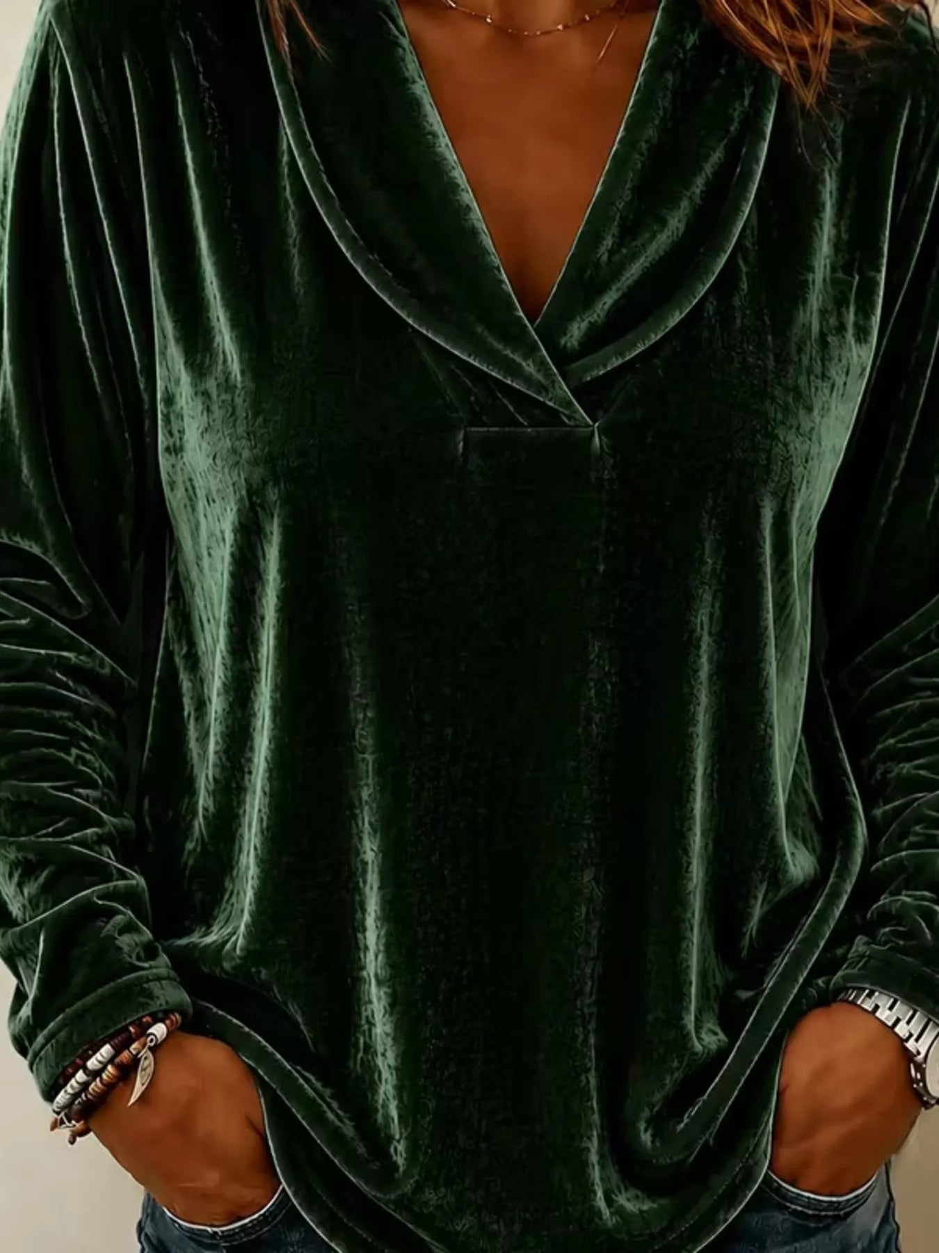 Trendsi Full Size Velvet Long Sleeve T-Shirt Plus Size -