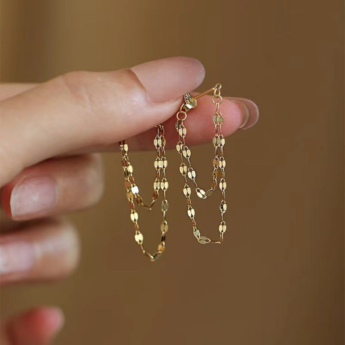 Trendsi 18K Gold-Plated Chain Earrings -