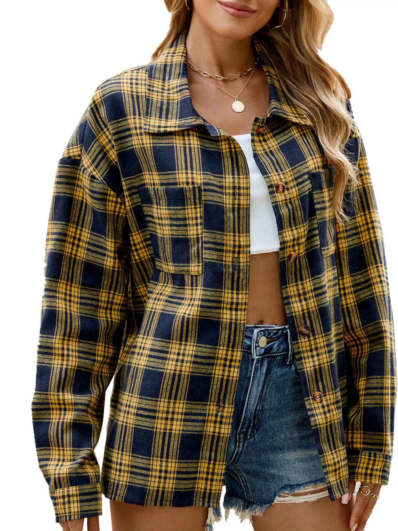 Trendsi Plaid Button Up Shirt -