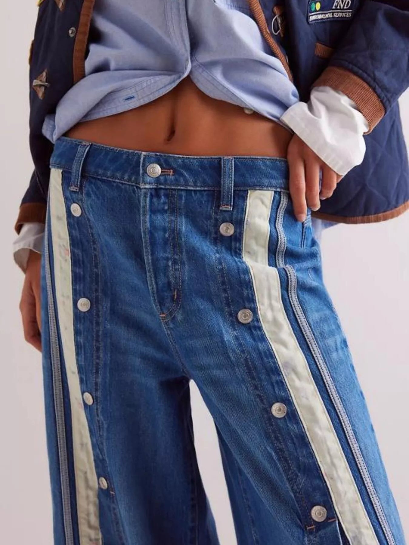 Trendsi Wide-Leg Side Snap Button Jeans -