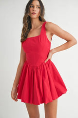 Trendsi MABLE Poplin Square Neckline Bubble Mini Dress -