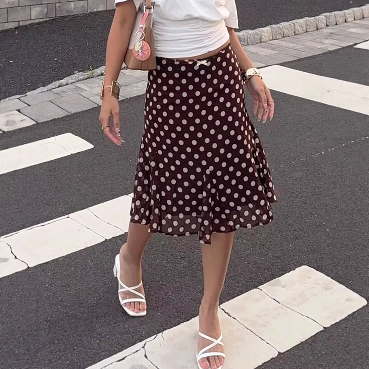 Trendsi Polka Dot Midi Skirt -