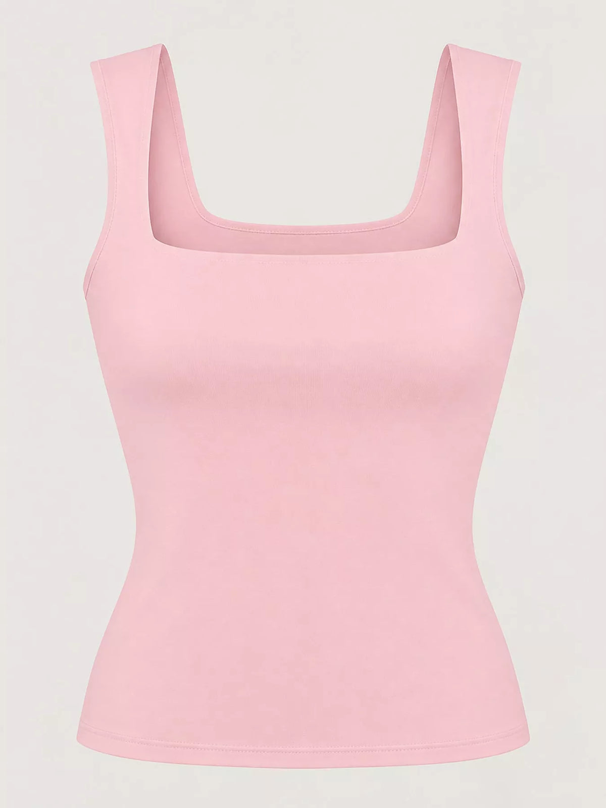 Pink square-neck tank, front product view