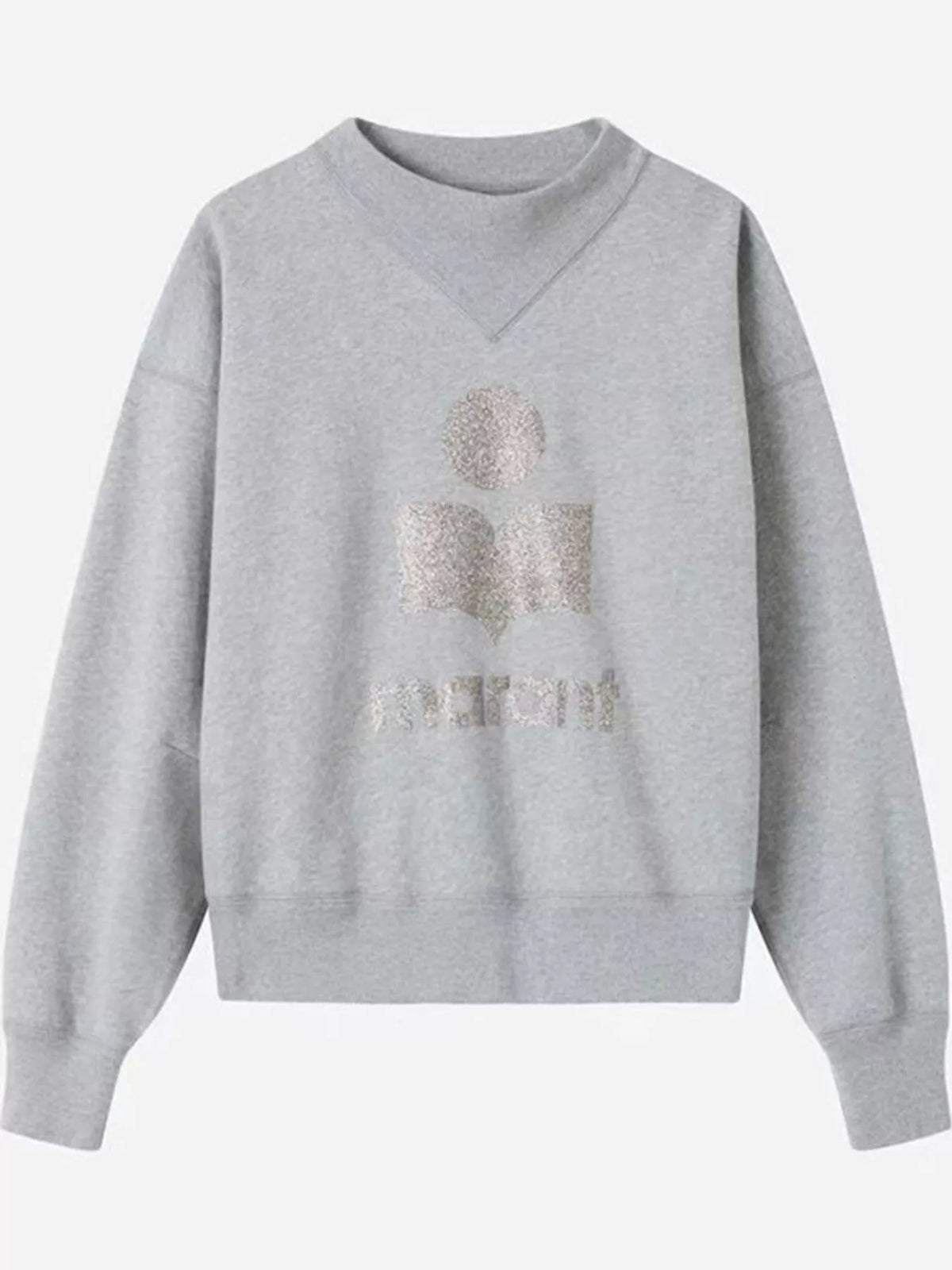 Heather Gray v-neck dropped shoulder graphic sweatshirt