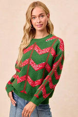 Trendsi BiBi Christmas Theme Chevron Sequins Detail Sweater - Shirts