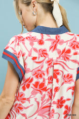 Trendsi Umgee Floral Split Neck Top -