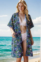 Trendsi Heimish Full Size Half Sleeve Floral Open Cardigan Plus Size - Shirts