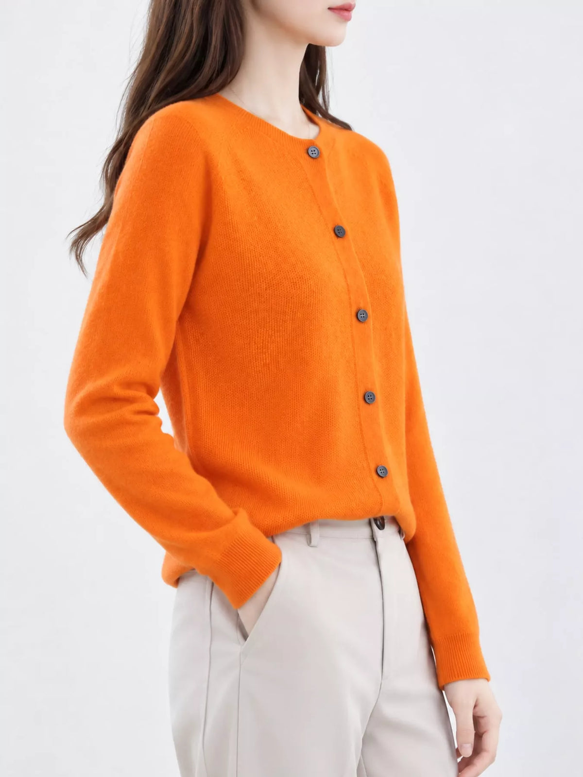 Ribbed cardigan, orange side