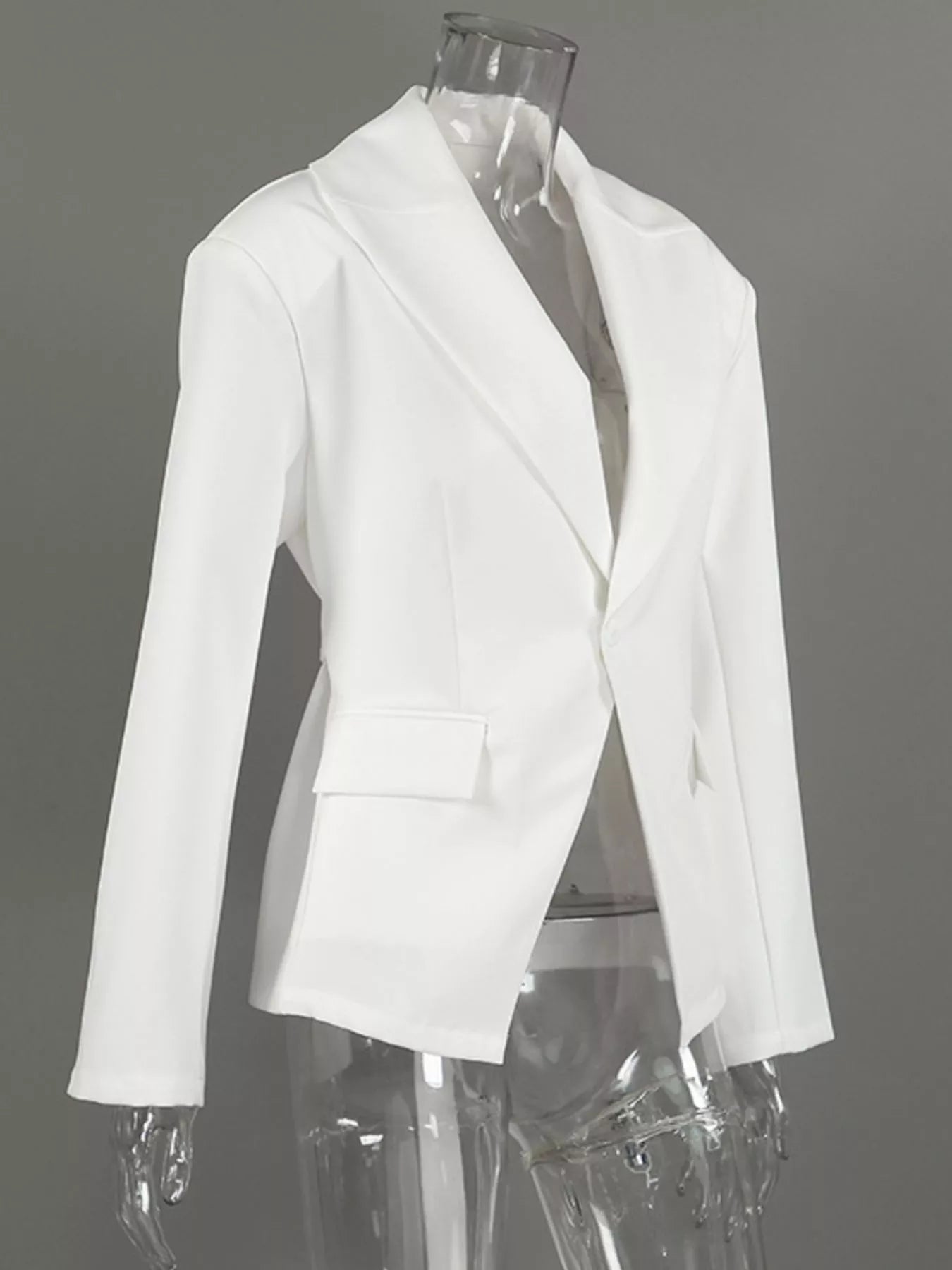 Trendsi One Button Padded Shoulders Blazer -